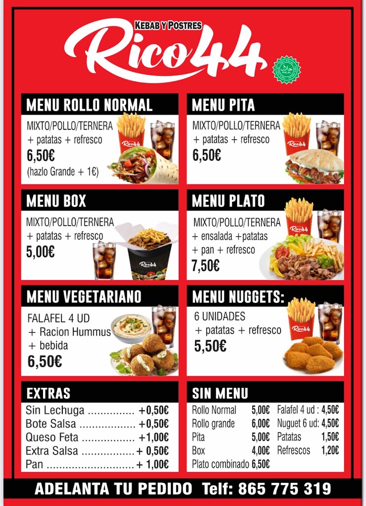 Rico44 Kebab & Postres Guardamar (Halal) — Carta