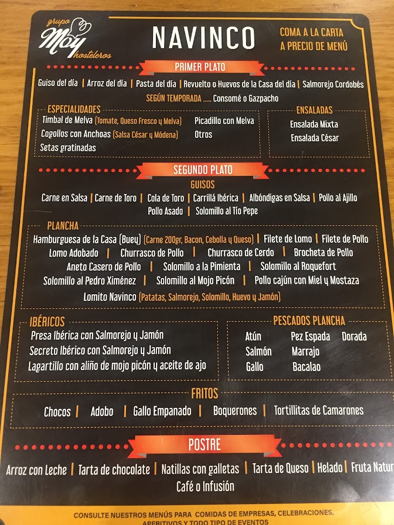 Bar Navinco — Carta