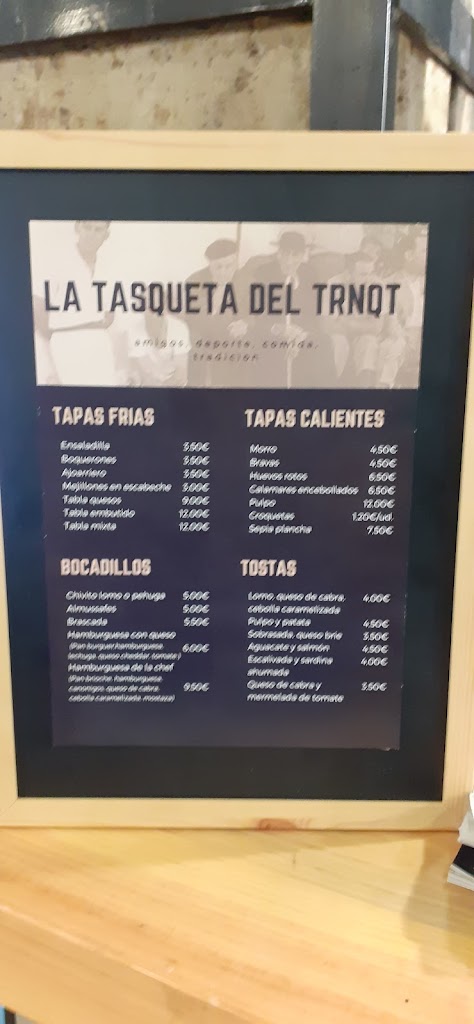 Bar Trinquet La Pobla de Vallbona — Carta