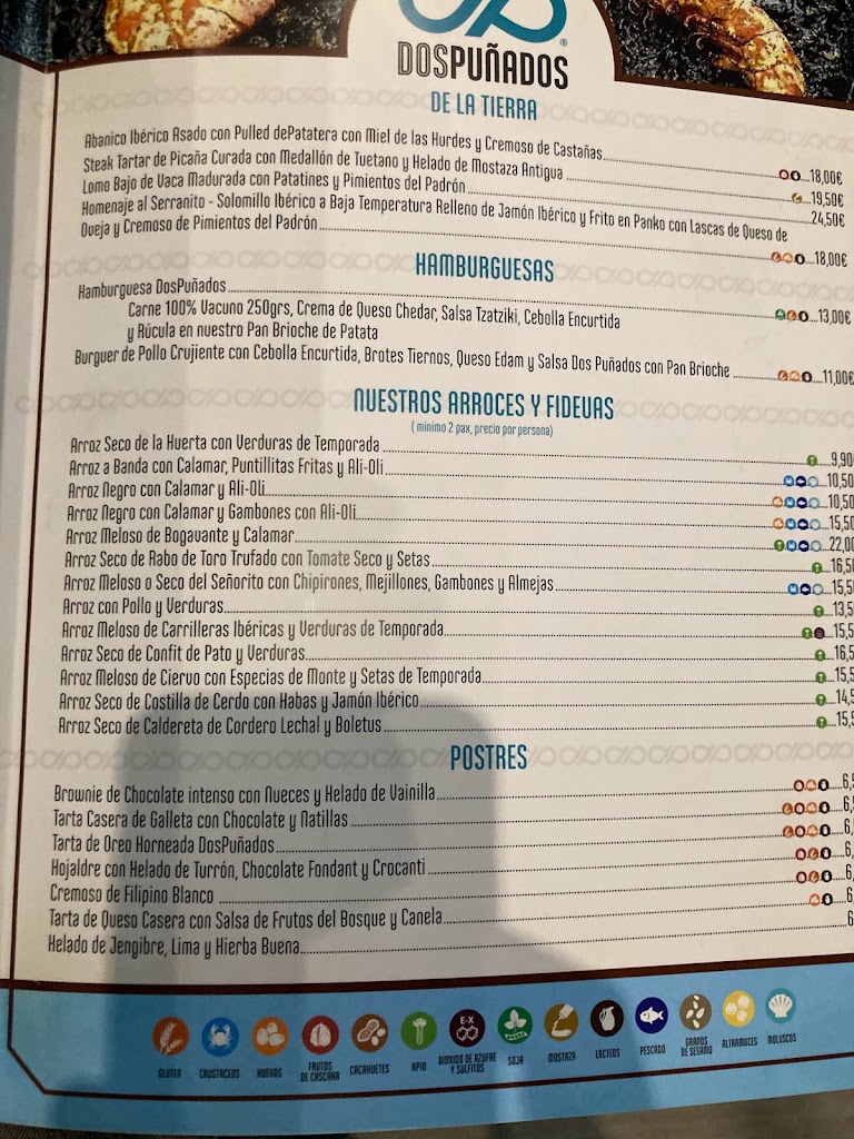 Restaurante DosPunados — Carta