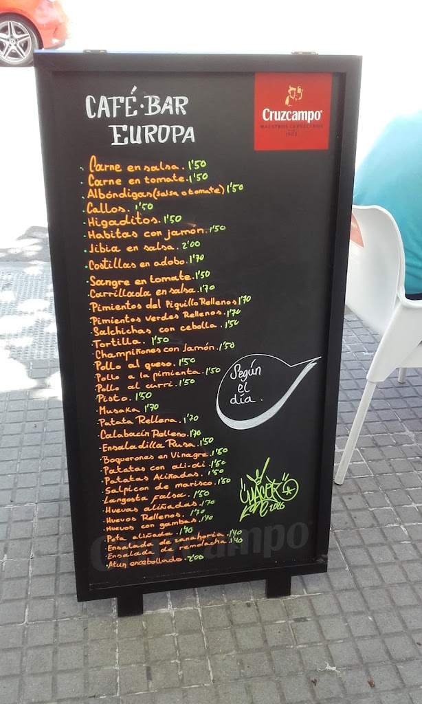 Bar Europa Comidas — Carta