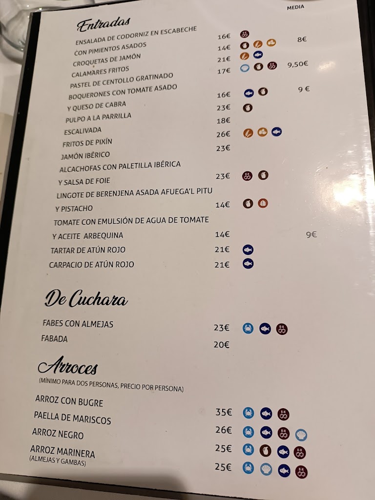 Restaurante Gijon Antiguo Zabala — Carta