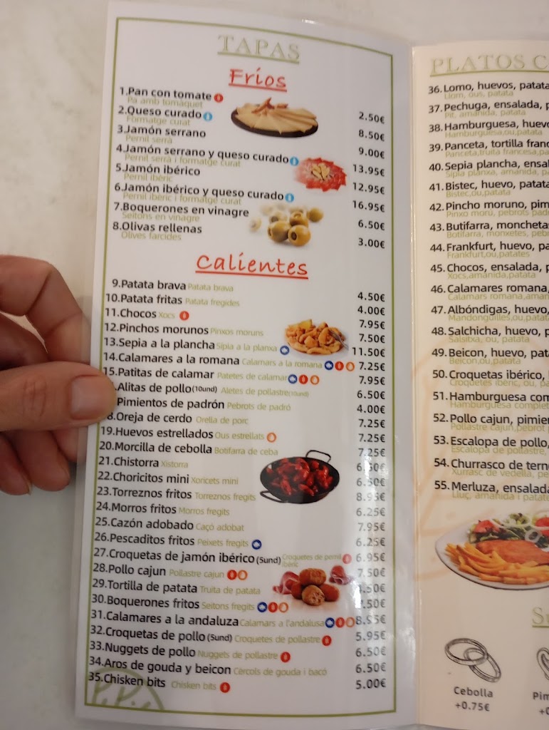 Cerveceria Los Escudos — Carta