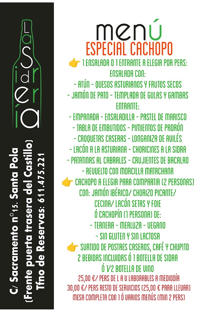 La Sidreria de Santa Pola. Restaurante Asturiano — Carta