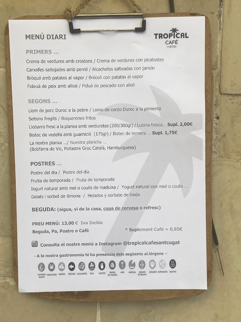 Tropical Cafe — Carta