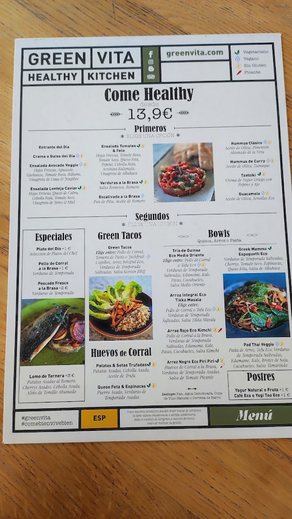 GreenVita Restaurante Viladecans — Carta