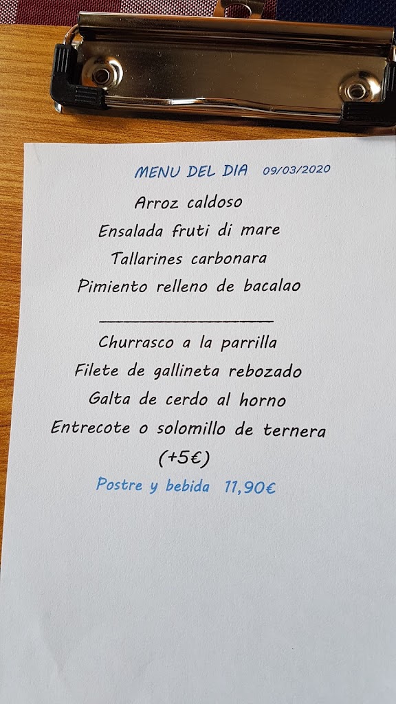 Restaurant Voramar — Carta