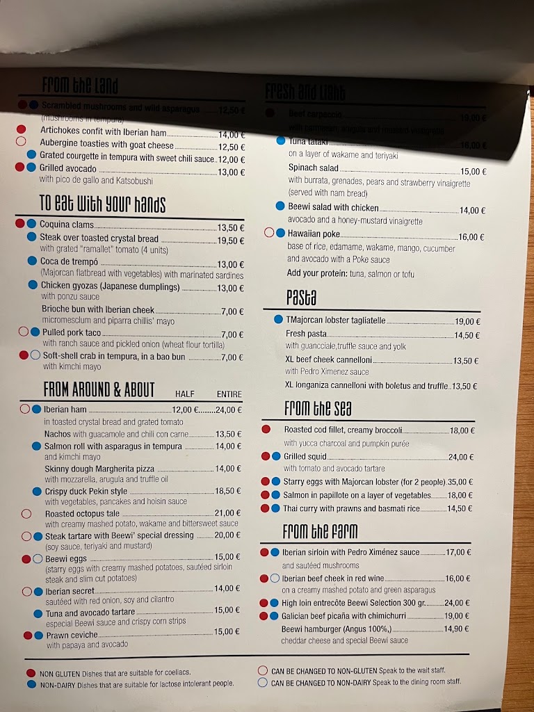 Beewi Paseo Mallorca — Carta