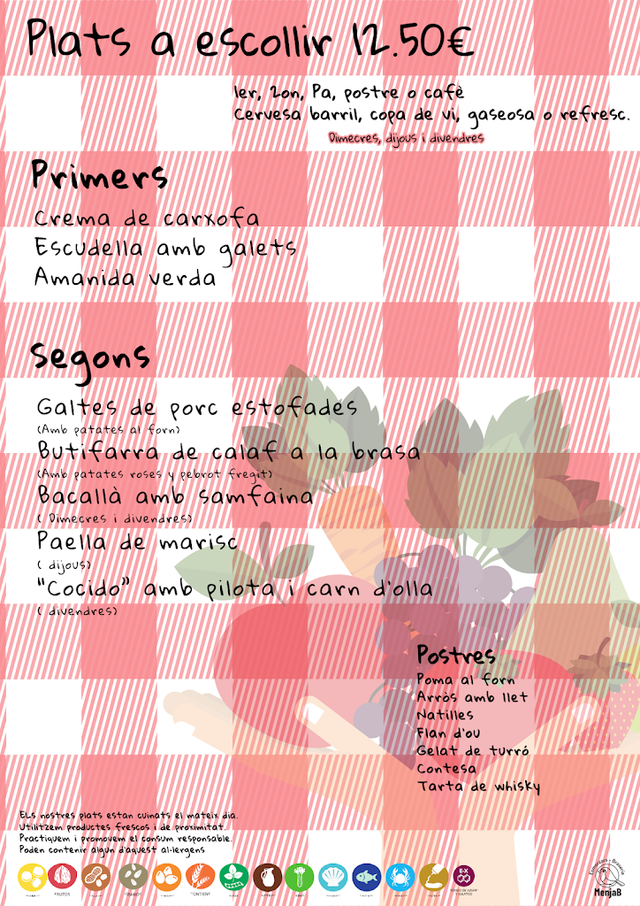 MenjaB Igualada Restaurant Cafeteria — Carta