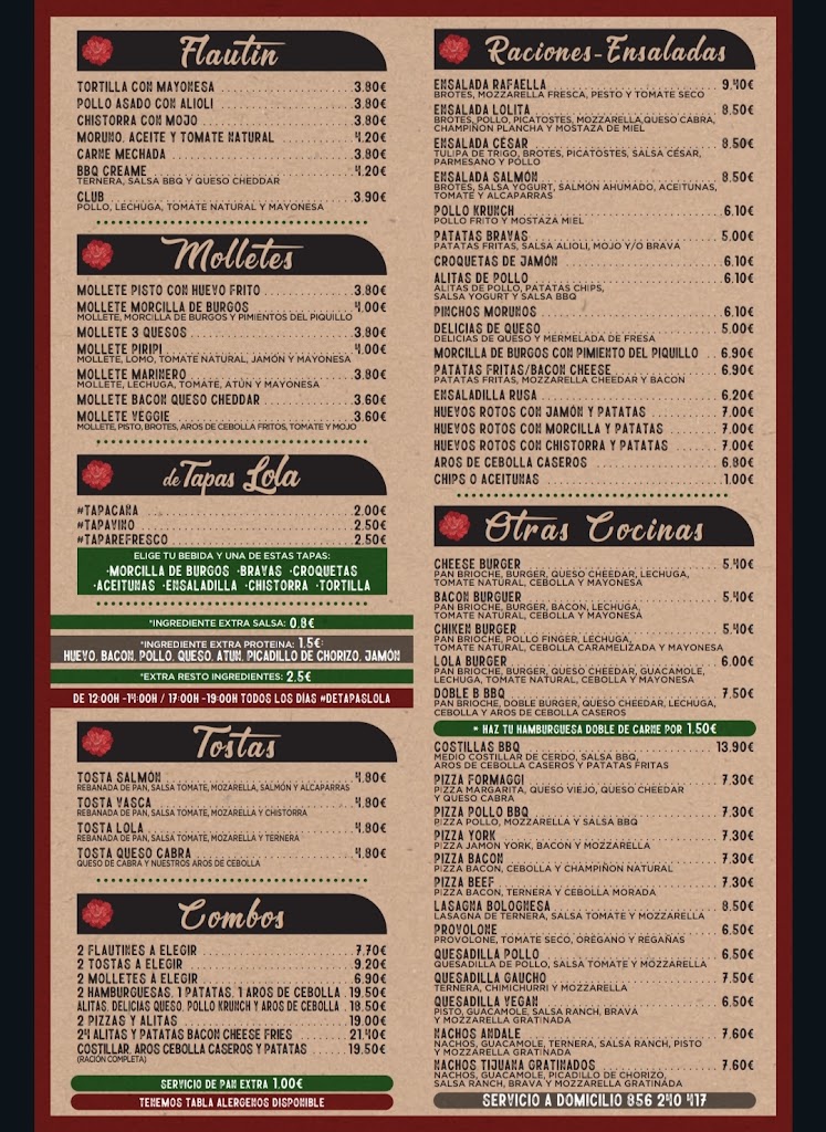 Cerveceria Lola - Avenida La Granja — Carta