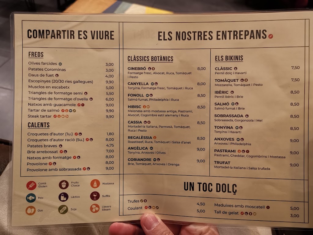 Botanics Badalona — Carta