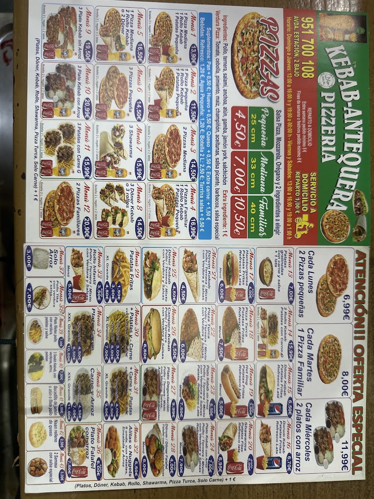 Pizzeria Pizza Especial De Kebab — Carta