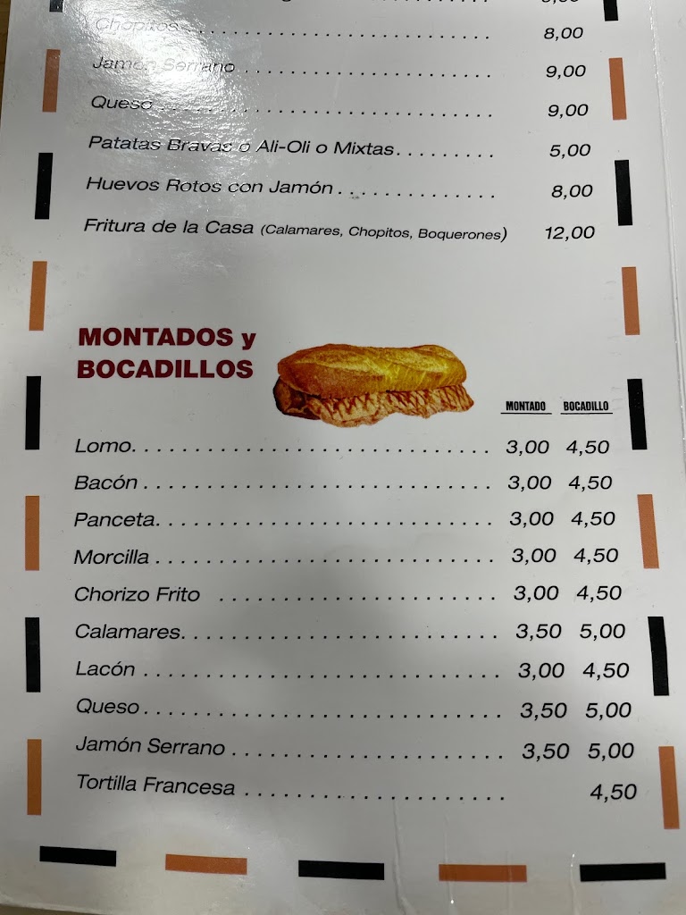 Cafeteria Caribe — Carta