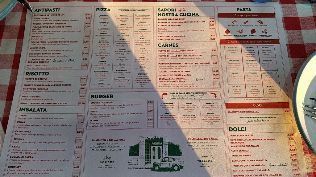 Pizzeria La Roma Utrera — Carta