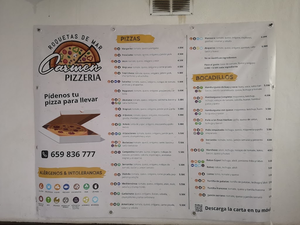 Pizzeria Carmen — Carta