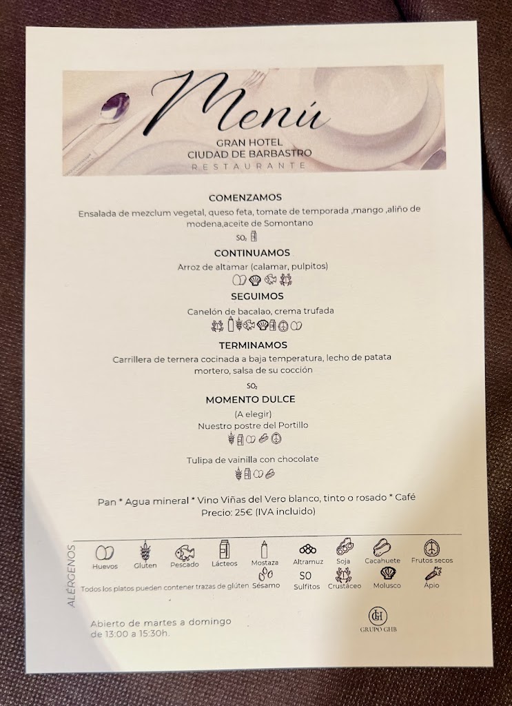 Restaurante Gran Hotel — Carta