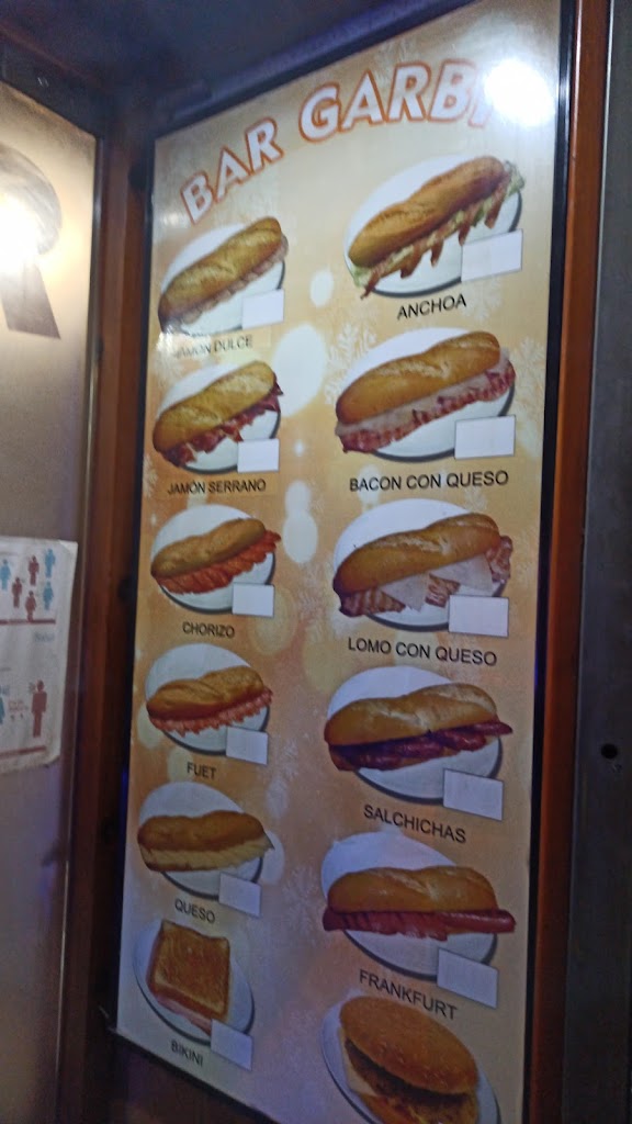 Bar Garbi Cafeteria — Carta