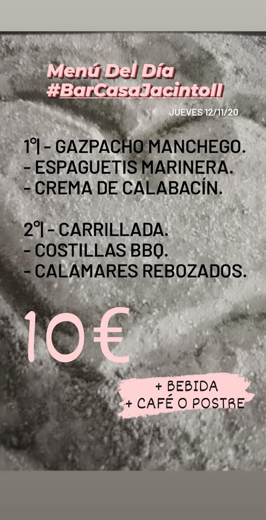Bar Casa Jacinto II — Carta