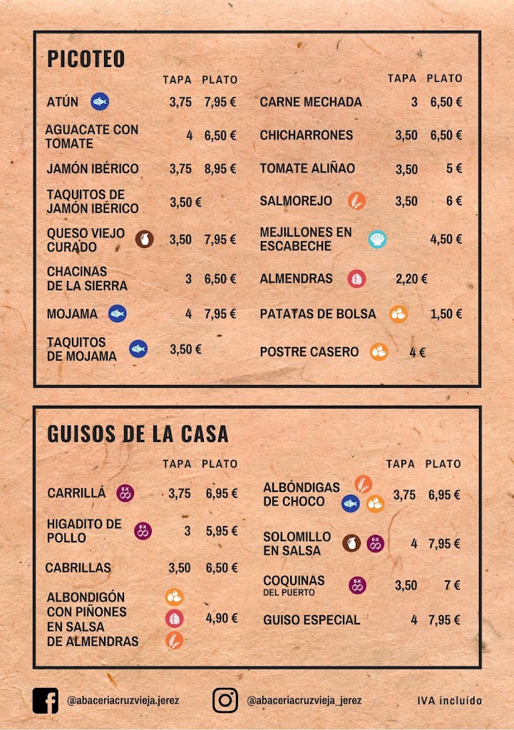 Abaceria Cruz Vieja — Carta