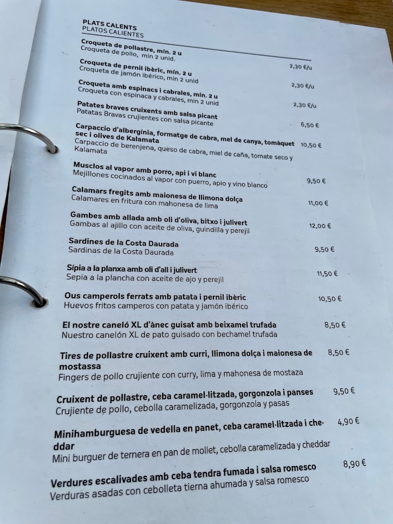 Arena Restaurante — Carta