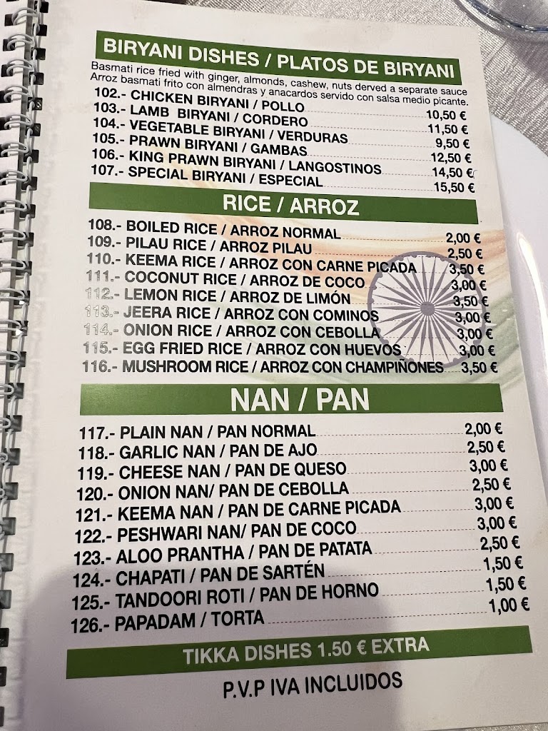 Spice Hut Indian Restaurant — Carta