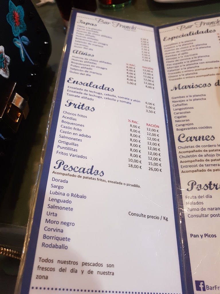 Bar Franchi — Carta