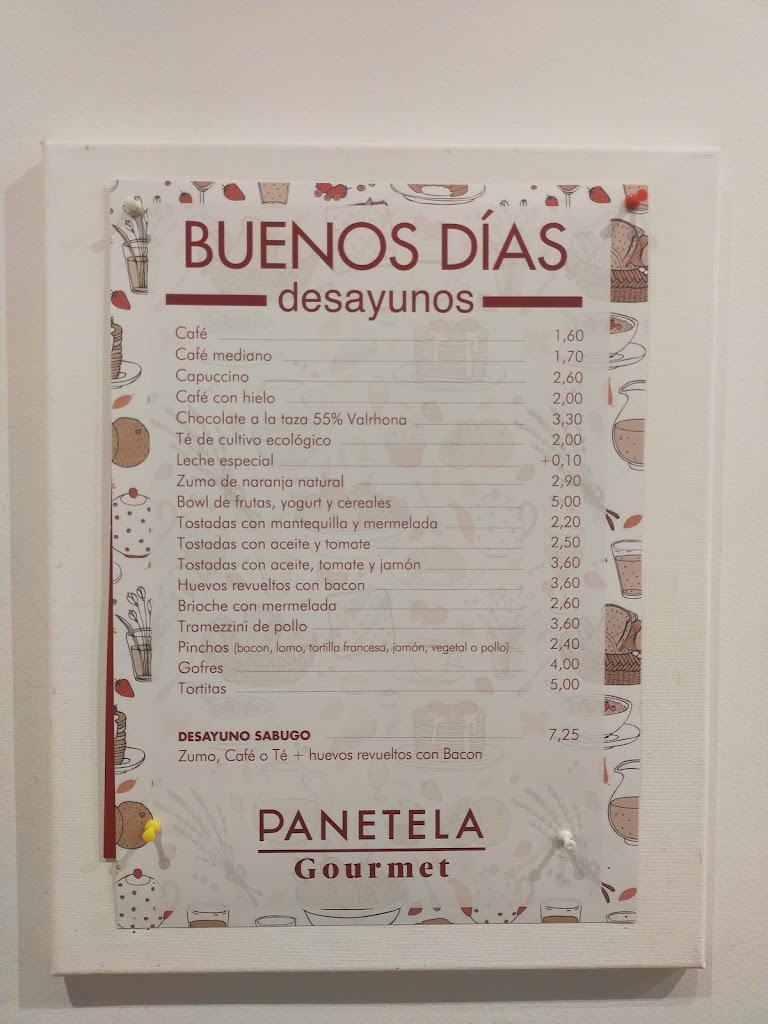 Cafeteria Panetela — Carta