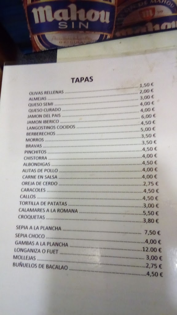 Bar Hamburgueseria/Frankfurt Antonio — Carta