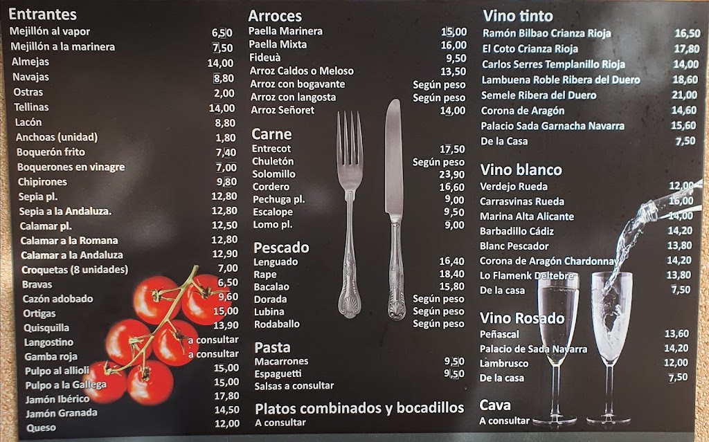 Restaurante Bar Centro Aragones — Carta