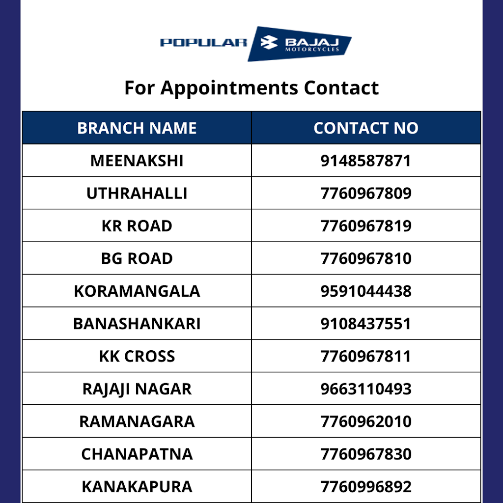 Popular Bajaj Bengaluru, Channapatna - Reviews, Contact Number & Phone