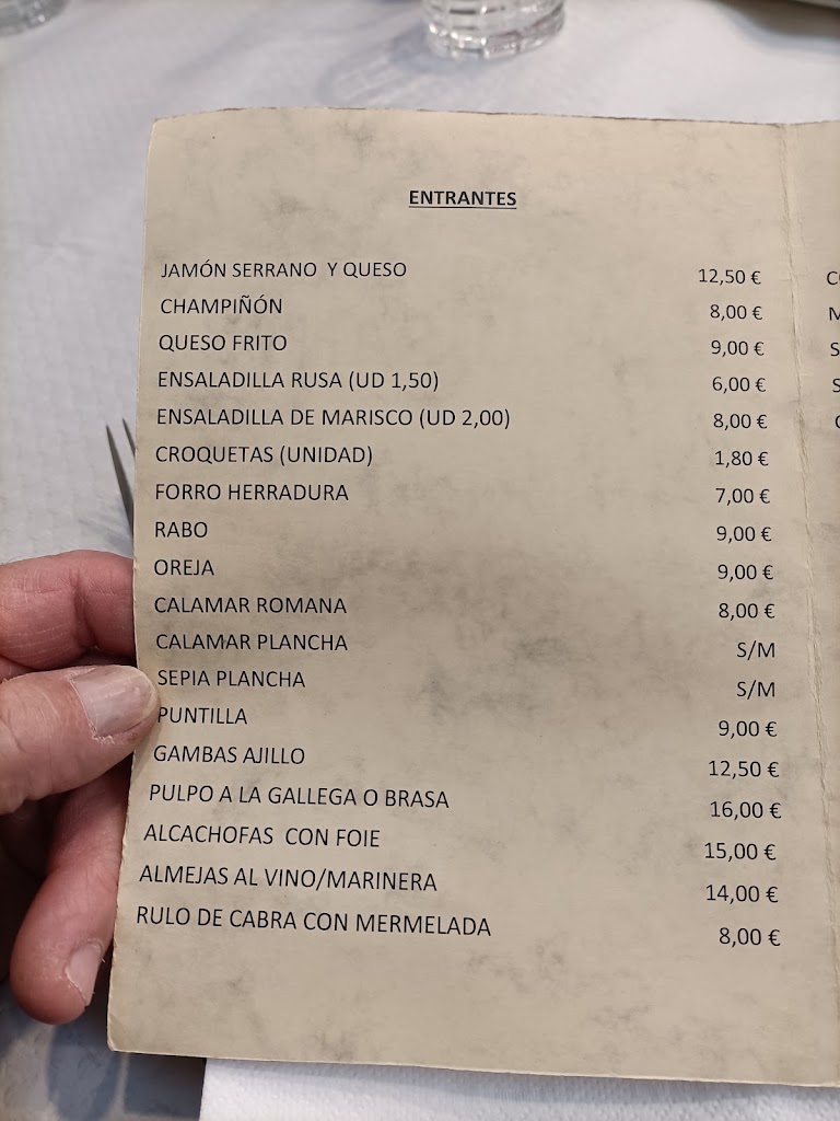 Restaurante La Herradura — Carta
