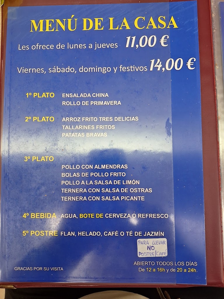 Restaurant Puerta del Sol — Carta