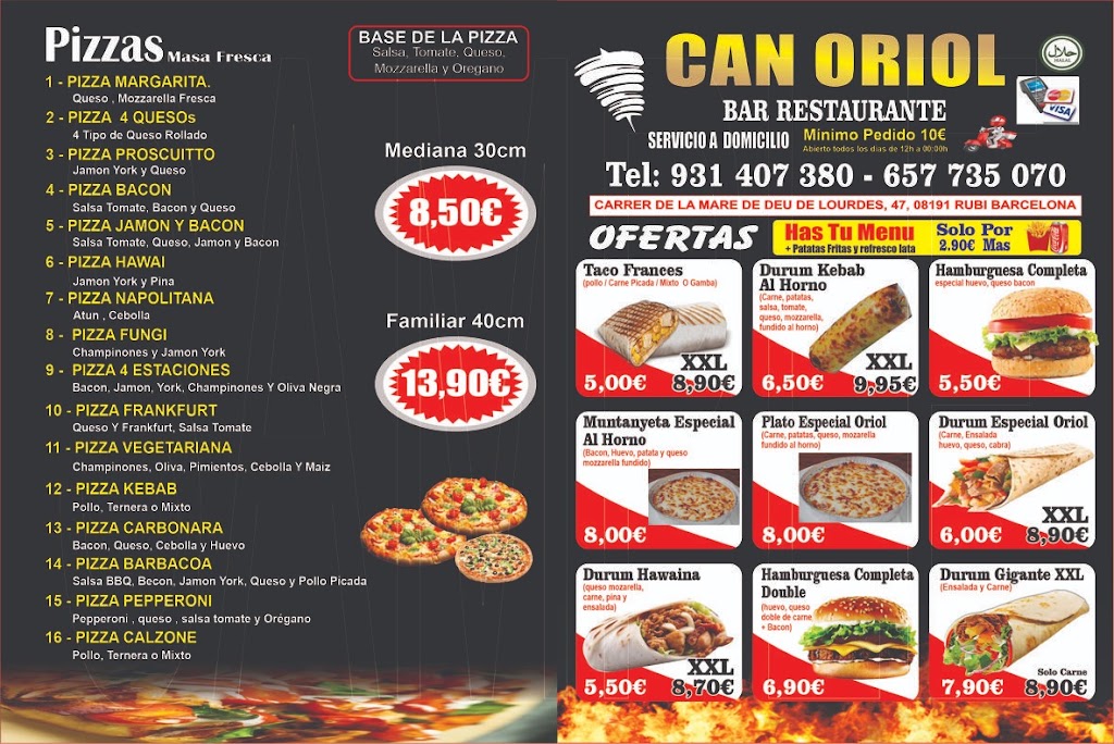 Can Oriol Kebab — Carta