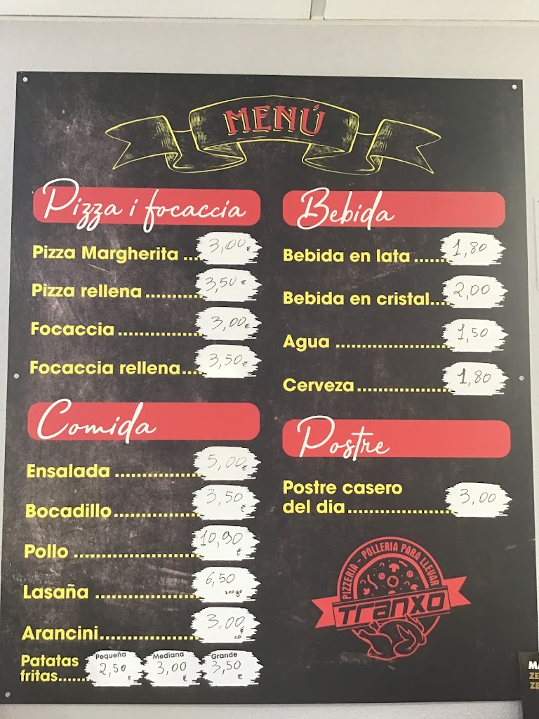 TRANXO - Pizzeria y Comida Italiana Para Llevar — Carta