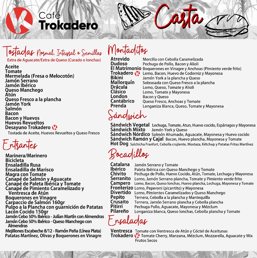 Cafe TroKadero — Carta