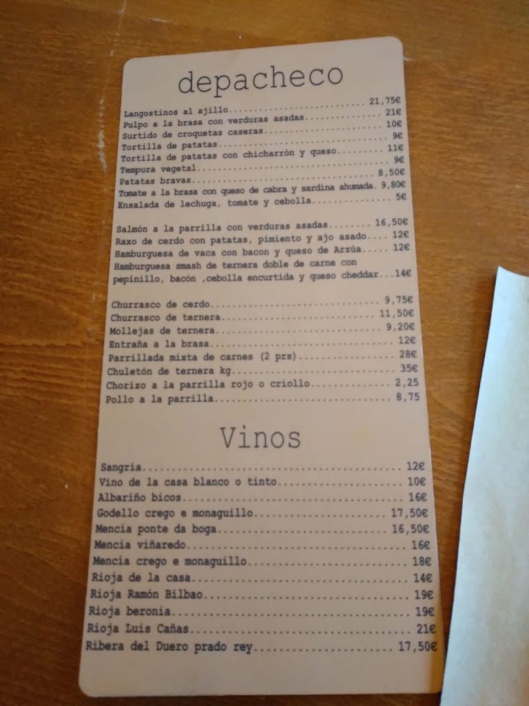 Meson Depacheco — Carta