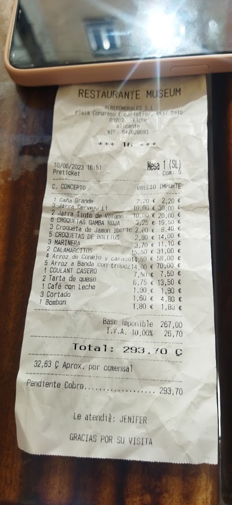 Museum Restaurante — Carta