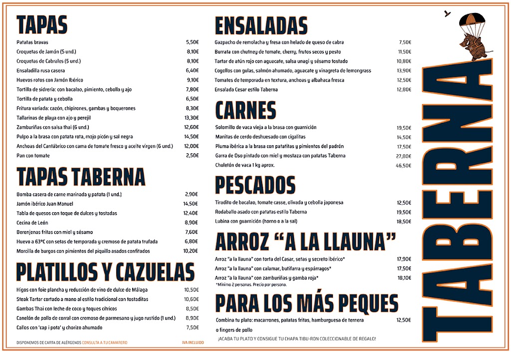 Taberna Tibu-Ron — Carta