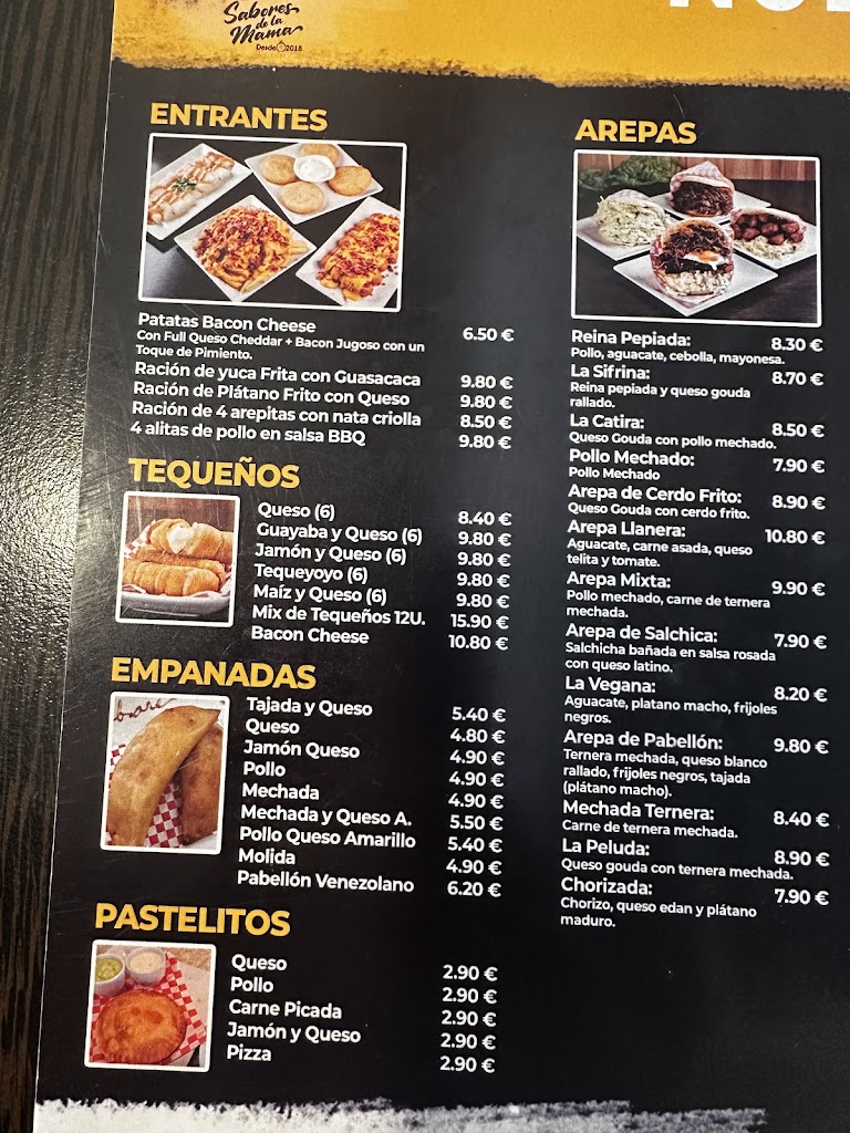Sabores de la Mama — Carta