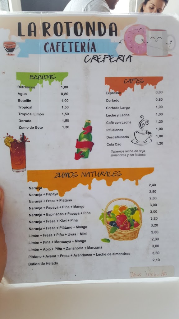 Cafeteria Creperia La Rotonda — Carta