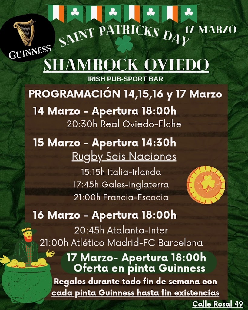 Shamrock Irish Pub-Sport Bar — Carta