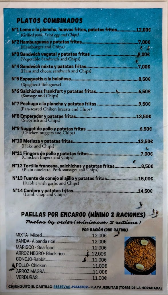 Bar Willy - Restaurante — Carta