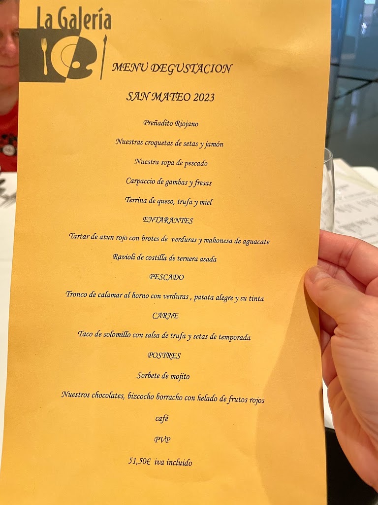 Restaurante La Galeria — Carta