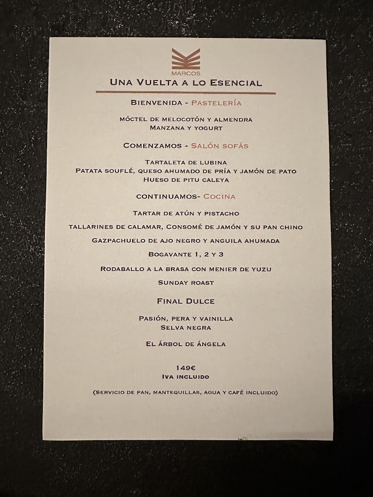 Restaurante Marcos — Carta