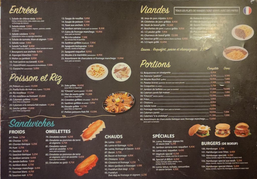Restaurant la Bola — Carta