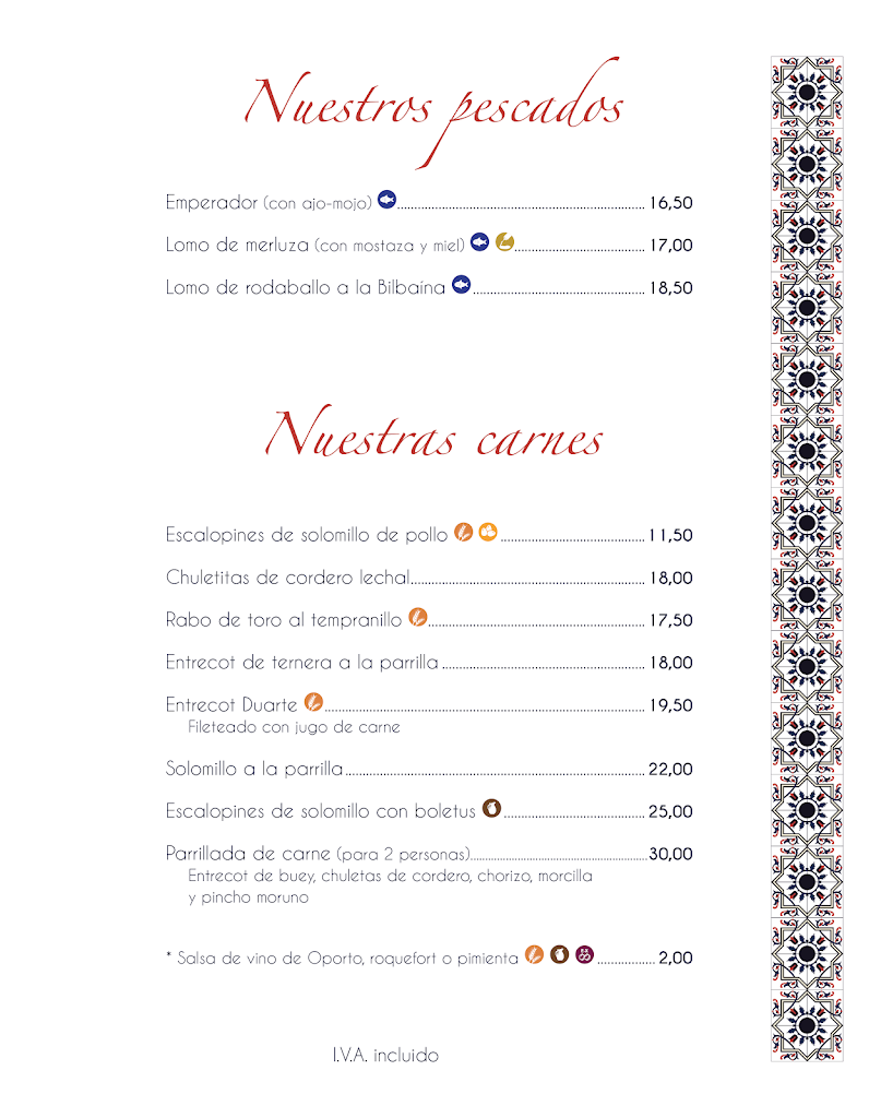 Restaurante Duarte — Carta