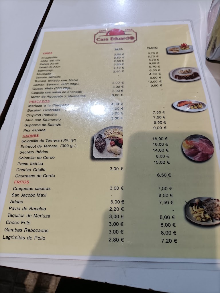 Restaurante Casa Eduardo — Carta