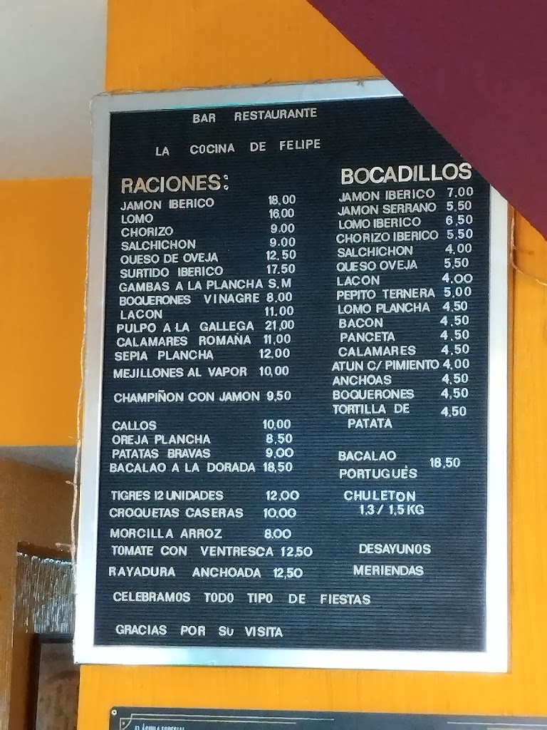 La Cocina de Felipe — Carta