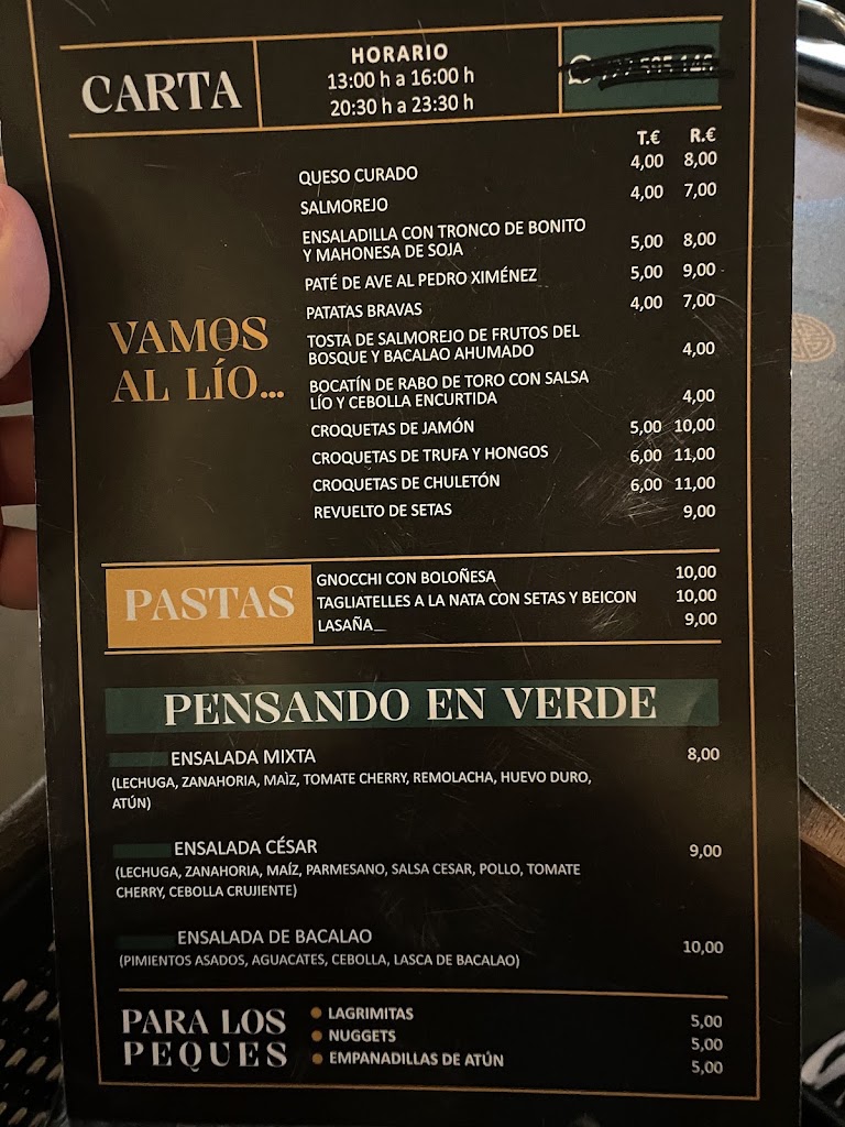 Lio Restaurante y Copas Palma del Rio — Carta