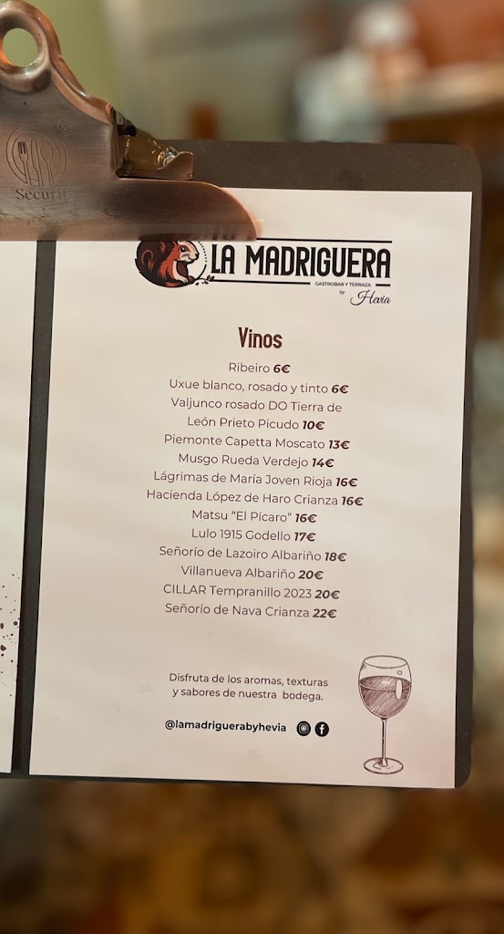 La Madriguera by Hevia — Carta